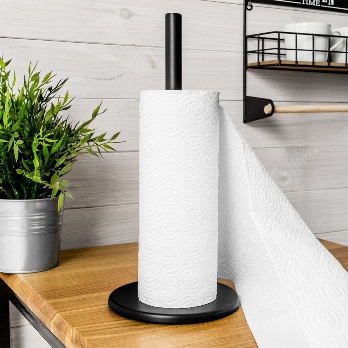 Stojak kuchenny metalowy czarny na ręczniki papierowe papier uchwyt na ręcznik papierowy