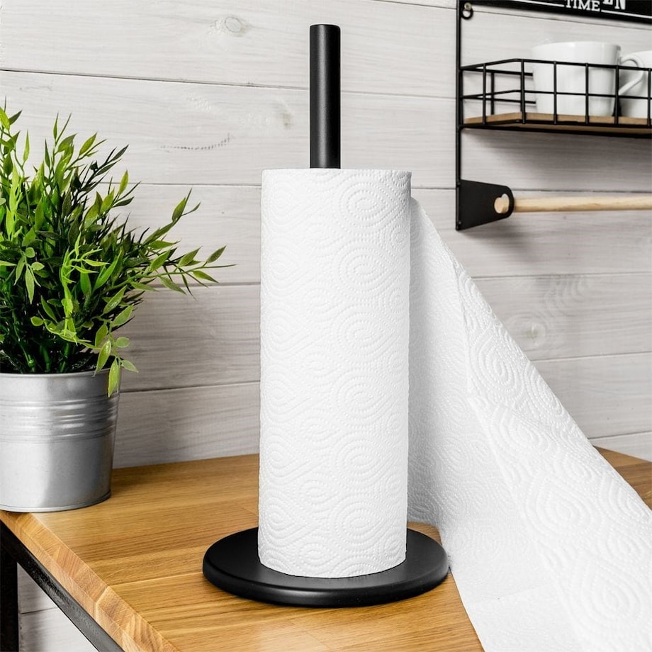 Stojak kuchenny metalowy czarny na ręczniki papierowe papier uchwyt na ręcznik papierowy