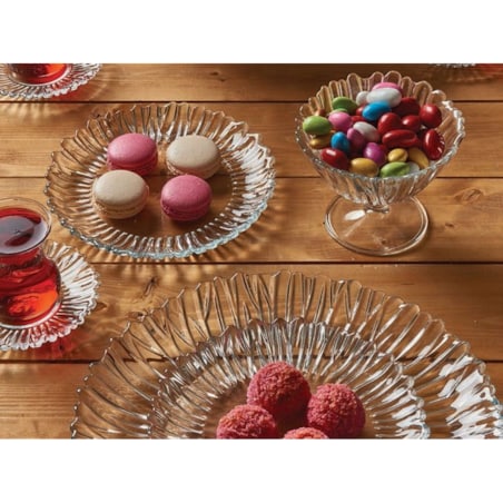 PATERA TALERZ DUŻY PÓŁMISEK SZKŁO 31,5 cm PASABAHCE na ciato desery aurora