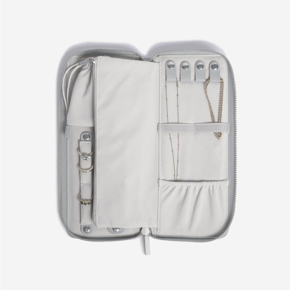 Pudełko podróżne na biżuterię z miejscem na pierścionki Stackers kamienna szarość