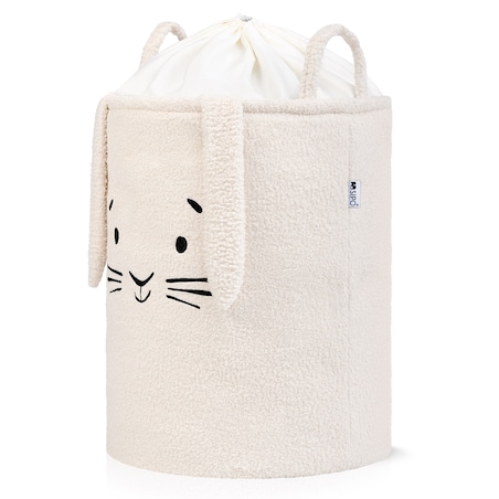 kosz na zabawki sipo, wersja premium boucle, zamykany na ściągacz, kremowy królik, xl