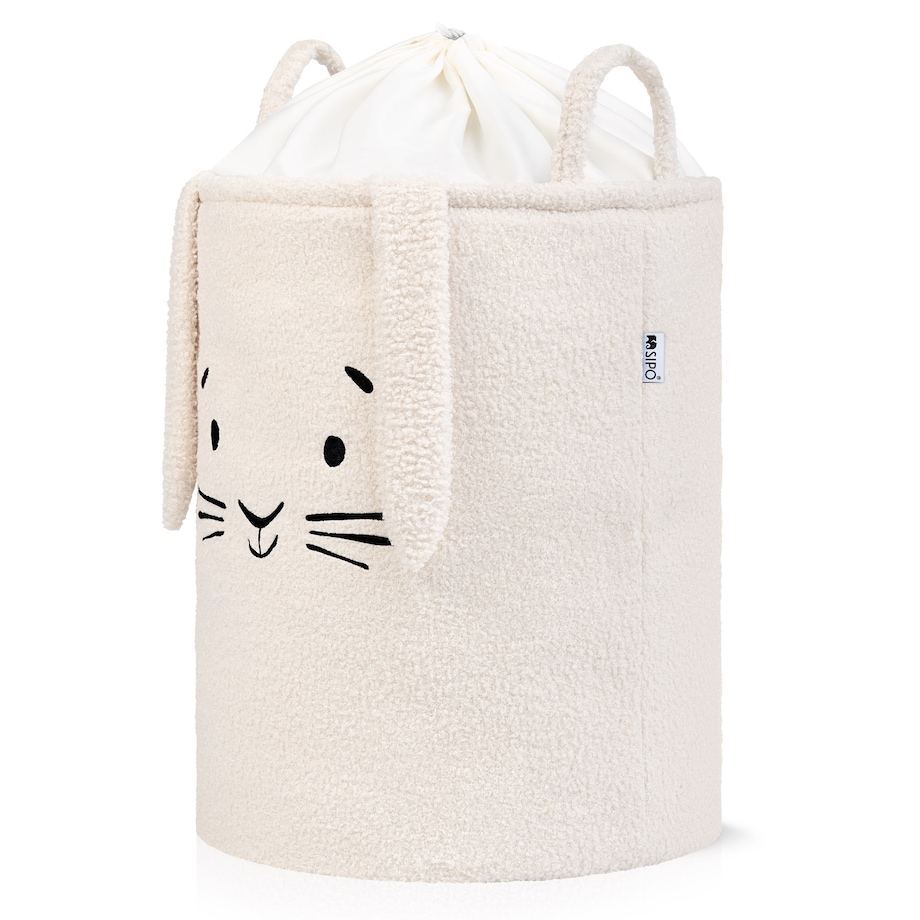kosz na zabawki sipo, wersja premium boucle, zamykany na ściągacz, kremowy królik, xl