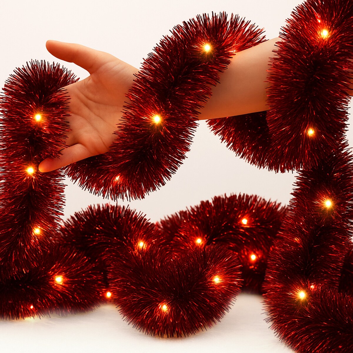 Łańcuch Led Choinkowy Czerwony Na Baterie Świąteczny Na Choinkę 6 Metrów