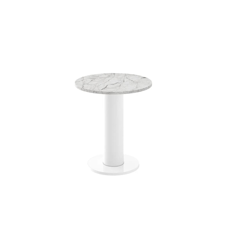 Stolik kawowy SOLO MINI ⌀60cm jasny marmur połysk/biały