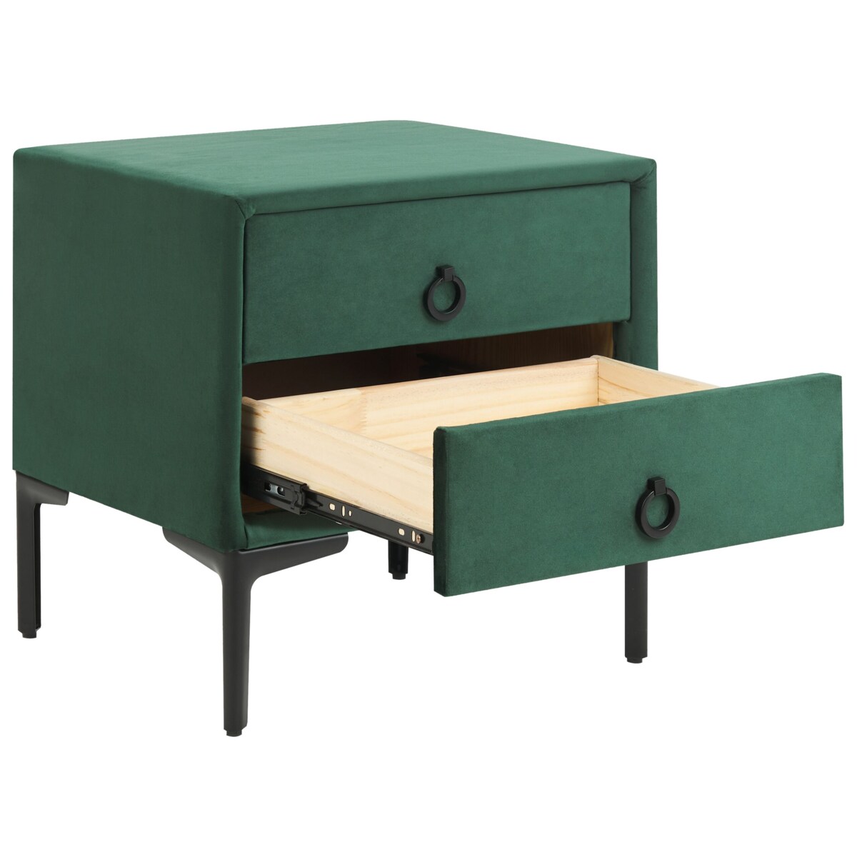 Szafka nocna welurowa zielona SEZANNE
