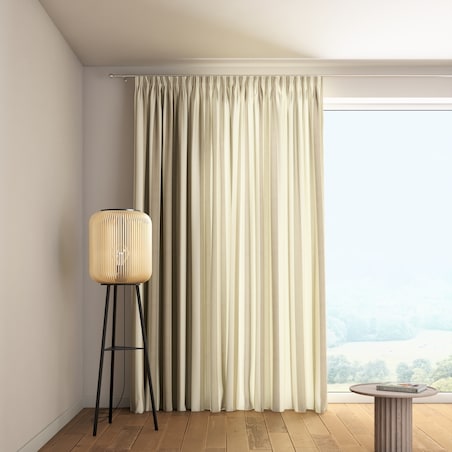 Zasłona na taśmie marszczącej 1 szt. 130x260 beżowo-białe pionowe pasy (5,5cm)