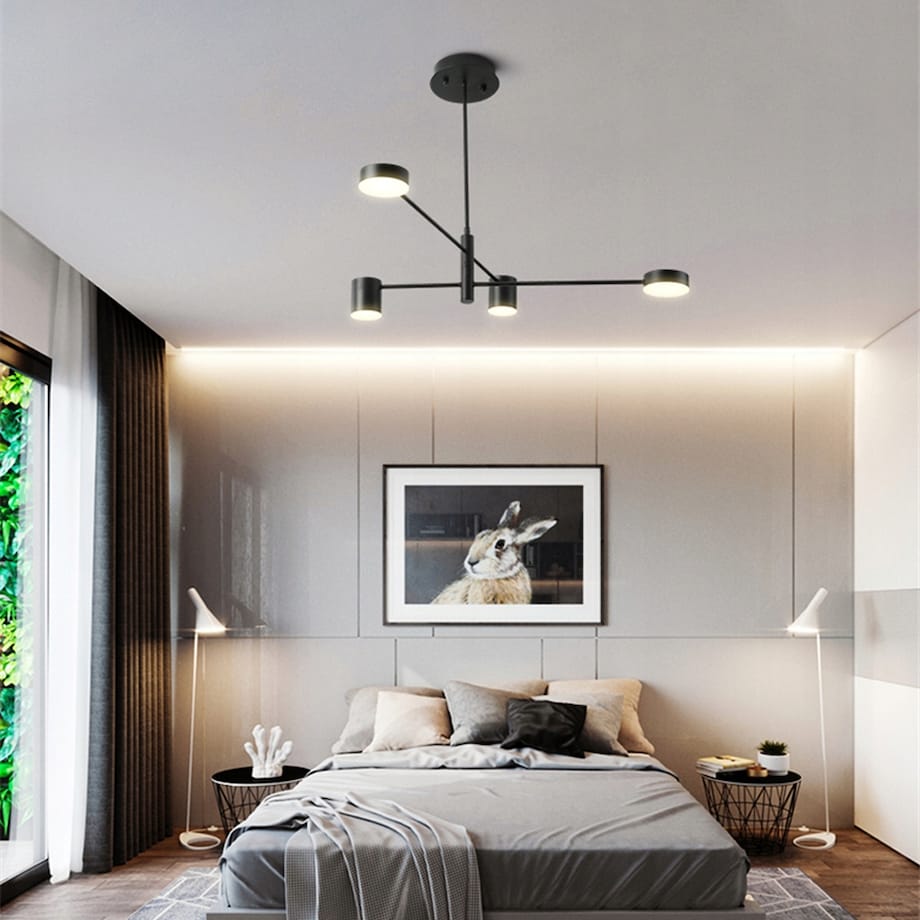 Lampa Sufitowa Nowoczesna Czarna 4-Ramienna Led