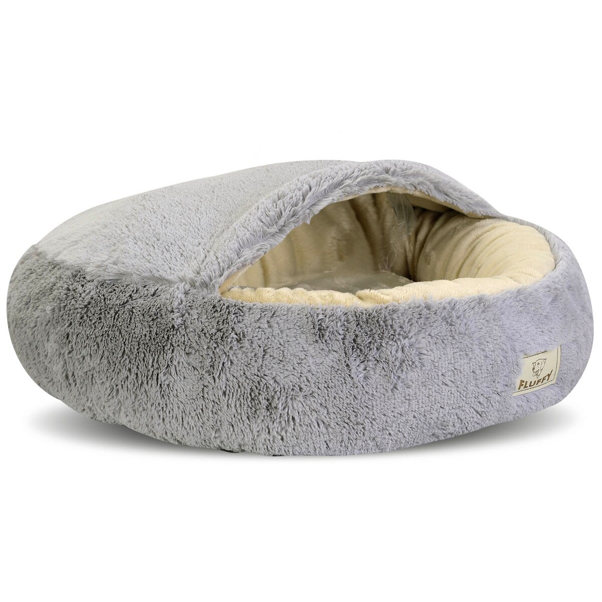 Legowisko Dla Psa Kota Z Daszkiem Jasnoszare Okrągłe Futerkowe 50 Cm