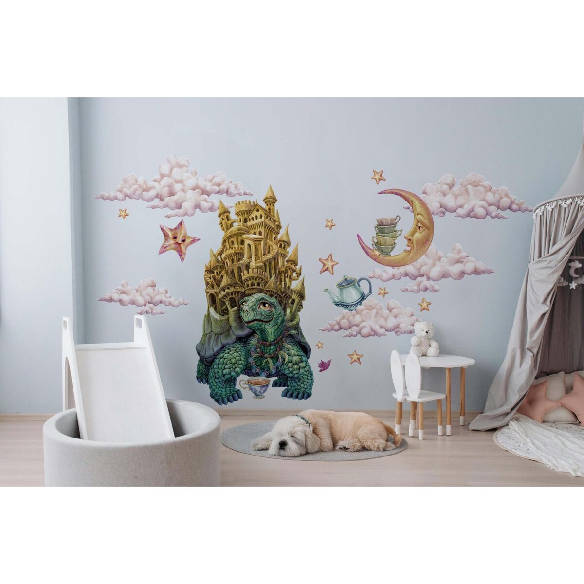 Zestaw naklejek na ścianę, Zwierzęta z bajki - żółw, 130cm