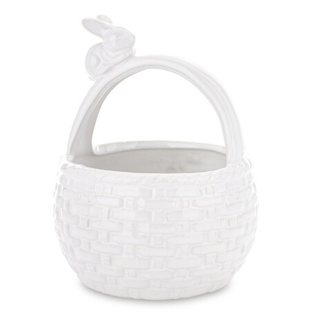 Ceramiczny koszyk z króliczkiem 16x12x12 cm