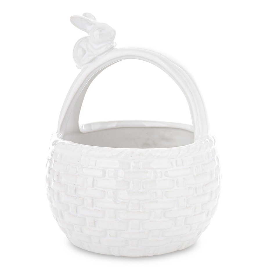 Ceramiczny koszyk z króliczkiem 16x12x12 cm