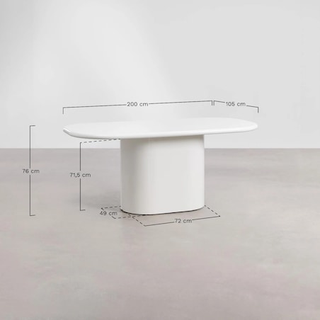 Stół owalny biały, glossy, 200x105 cm z MDF Milford
