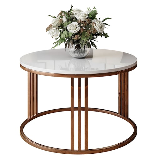 Stolik kawowy LORI miedź biały połysk