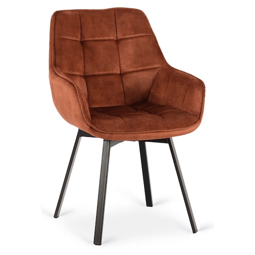 Krzesło Tapicerowane Obrotowe 360 Do Jadalni Kuchni Salonu Rude LUNA