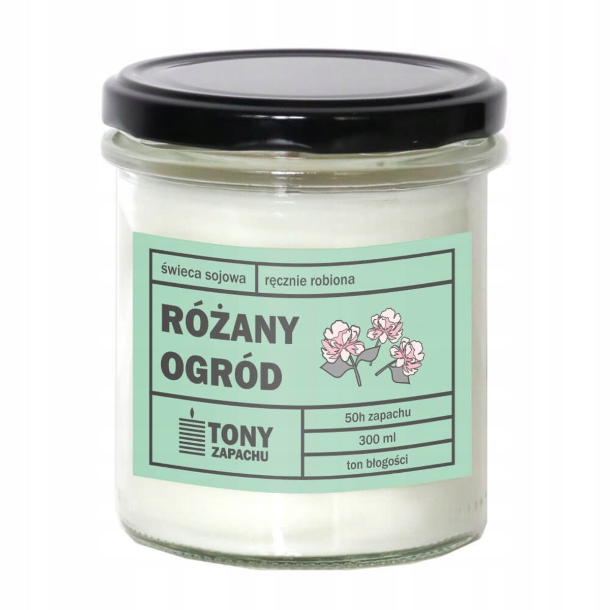 Naturalna ręcznie robiona świeca sojowa zapachowa w szkle RÓŻANY OGRÓD 50h palenia 300ml - prezent upominek dla kobiety mamy dziewczyny żony babci niej