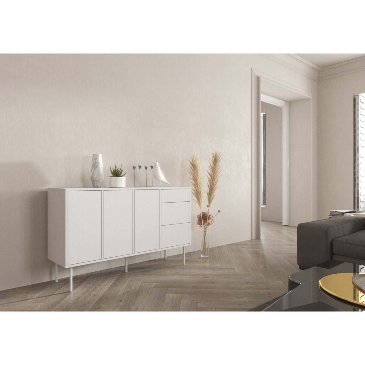 Biała nowoczesna komoda Dancan MIRKA / szer. 130 cm