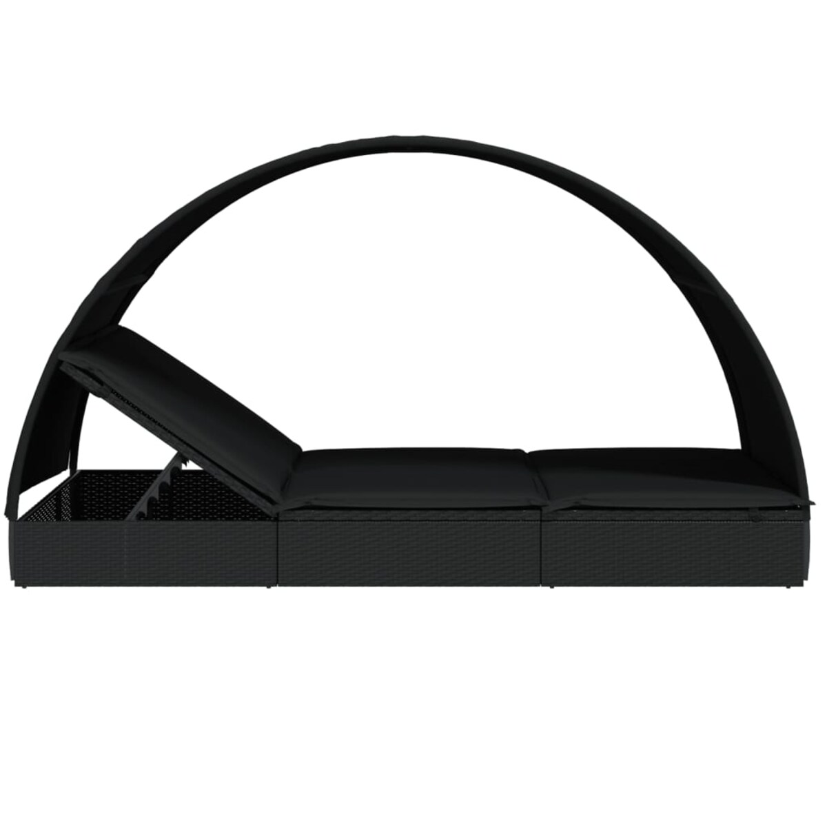 vidaXL 2-os. leżak z półokrągłym daszkiem, czarny, 211x112x140 cm