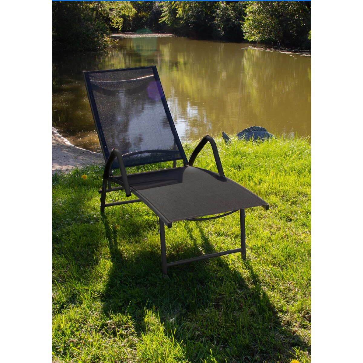 Leżanka ogrodowa aluminiowa z regulowanym oparciem