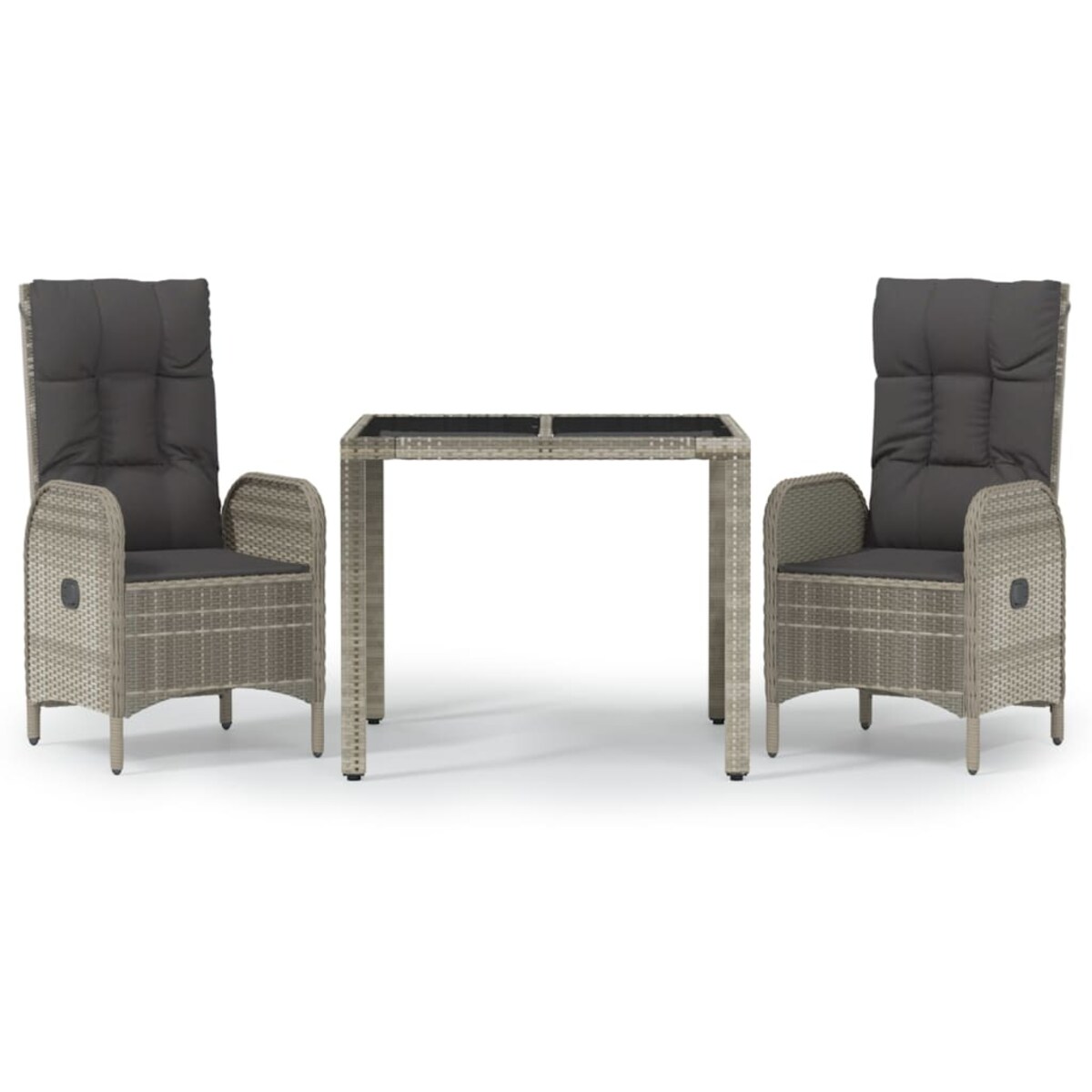 vidaXL 3-cz. zestaw mebli ogrodowych z poduszkami, szary rattan PE