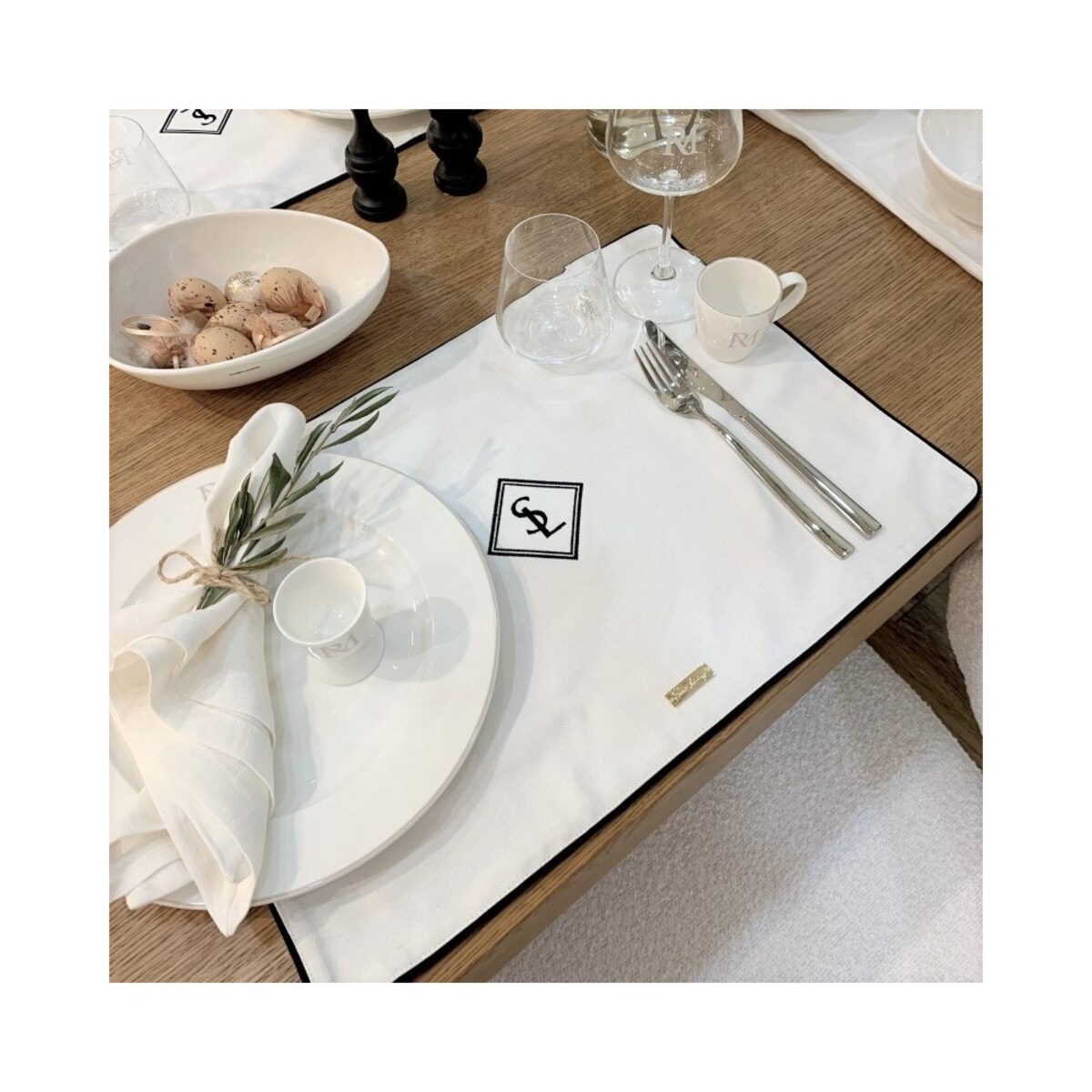 Podkładka na stół Diamante biało-czarna SL Collection