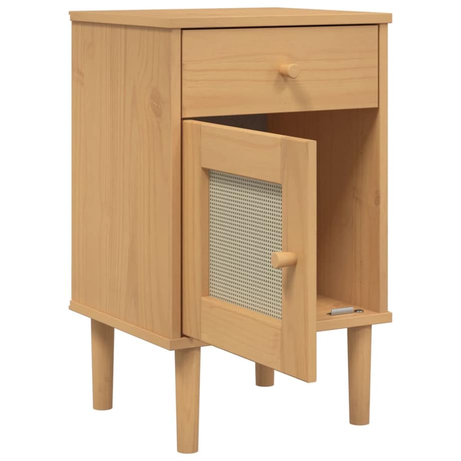 vidaXL Szafka nocna SENJA, imitacja rattanu, brązowa, 40x35x65 cm