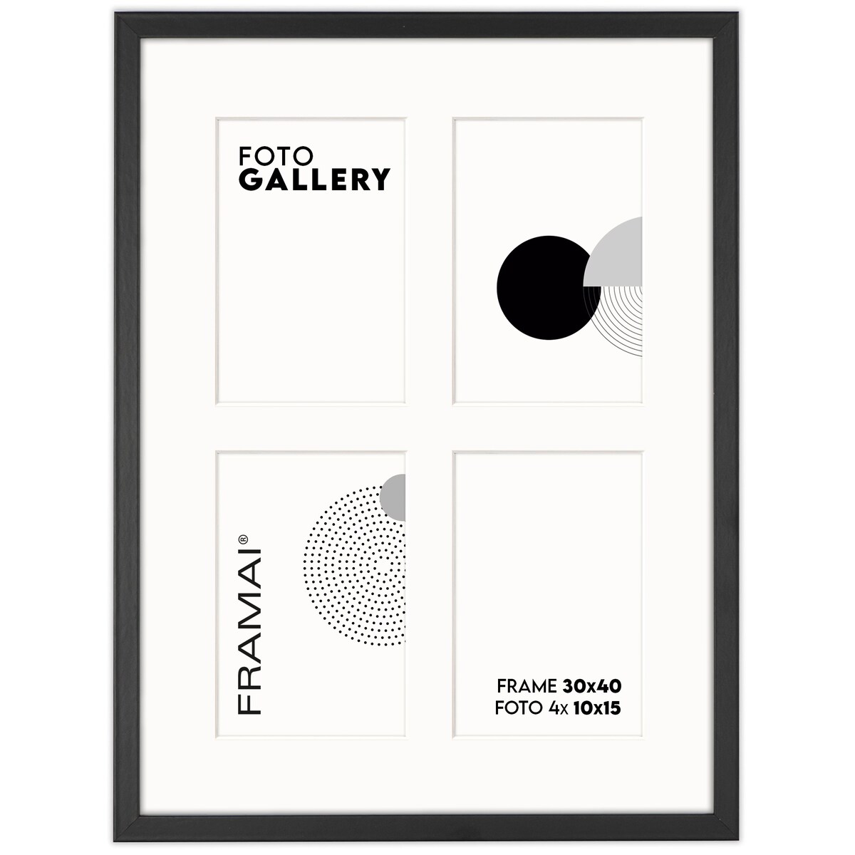 Ramka na 4 zdjęcia 10x15 cm czarna foto galeria multirama 30x40 cm FRAMAI