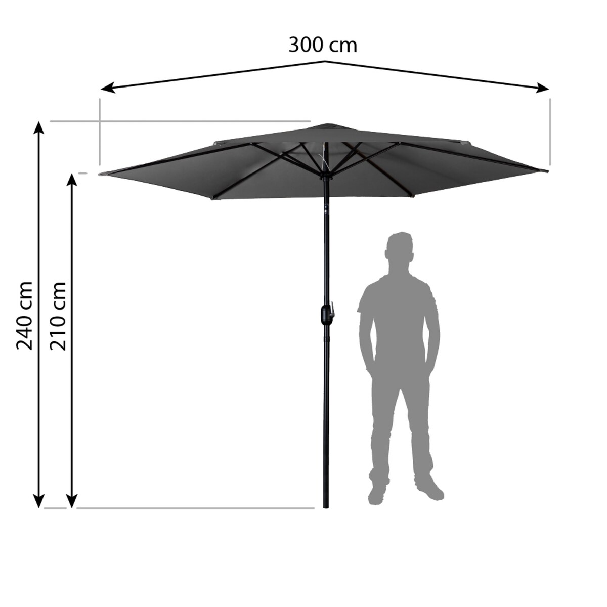 Duży parasol ogrodowy 300cm balkonowy składany + pokrowiec Plonos