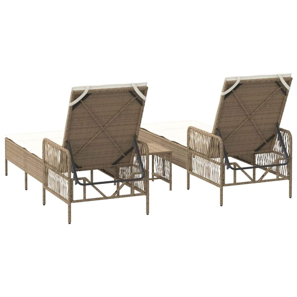 vidaXL Leżak z poduszką 2-osoba 2 pcs Beżowy 35 x 35 x 32cm polirattan