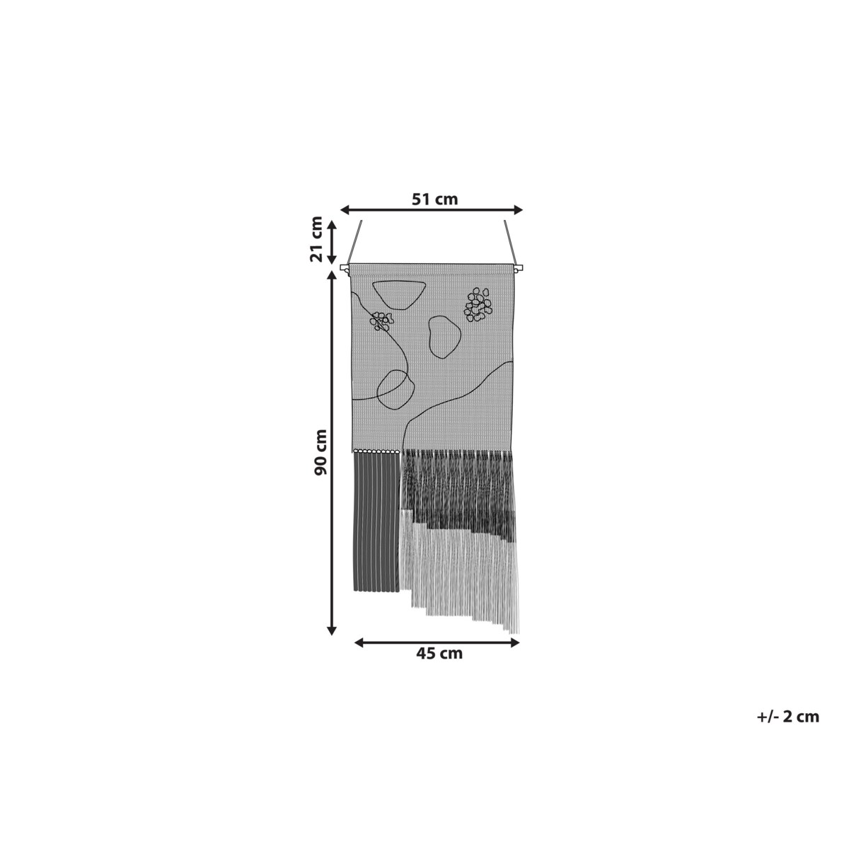 Dekoracja ścienna z frędzlami bawełniana wielokolorowa KASUR