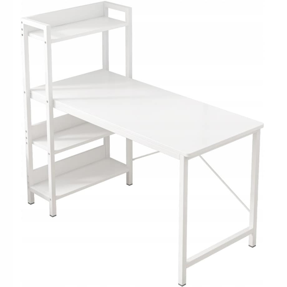 Biurko komputerowe stolik loft białe stół nowoczesne z regałem gamingowe