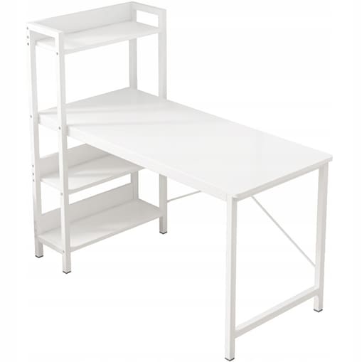 Biurko komputerowe stolik loft białe stół nowoczesne z regałem gamingowe