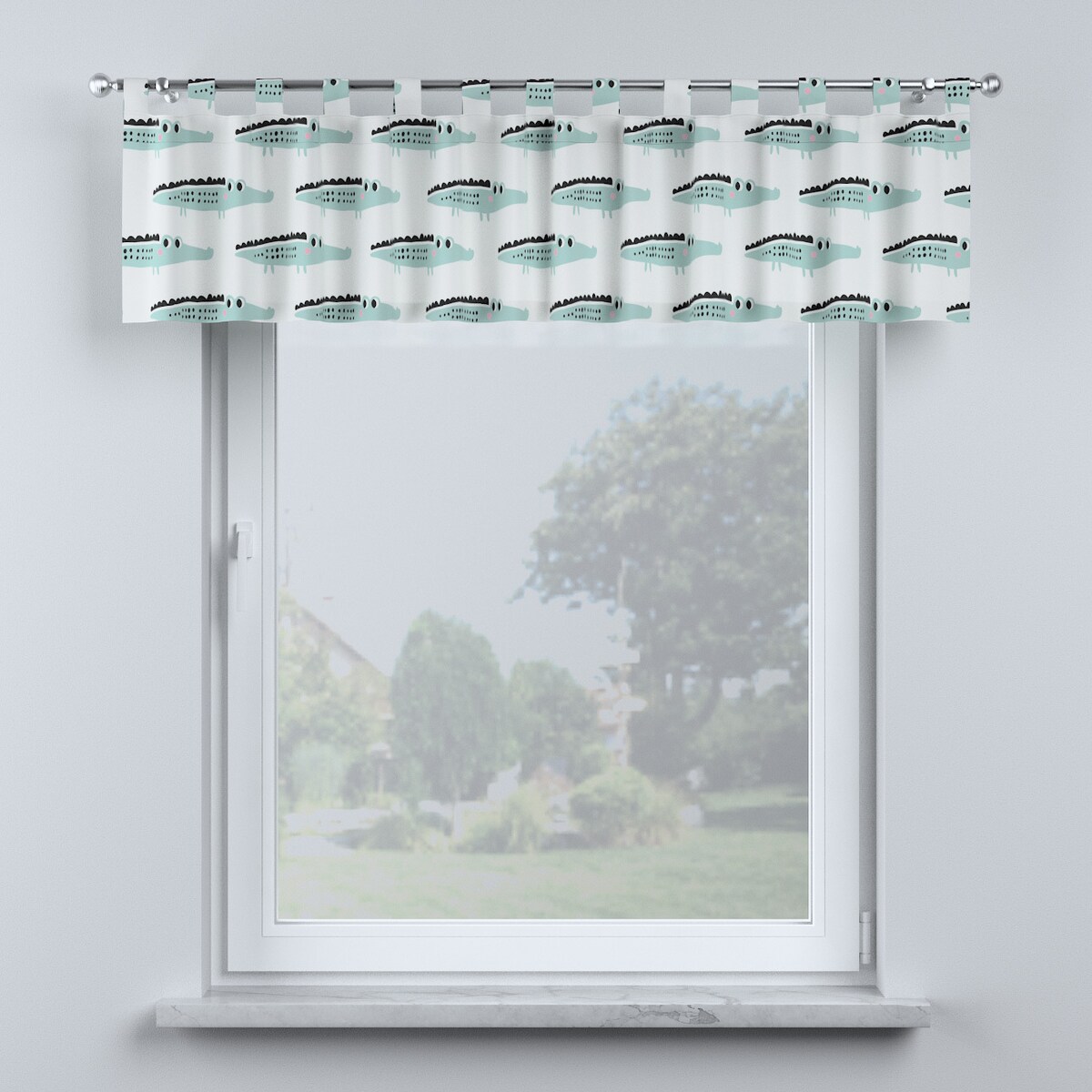 Lambrekin na szelkach 130x40 ecru-zielony