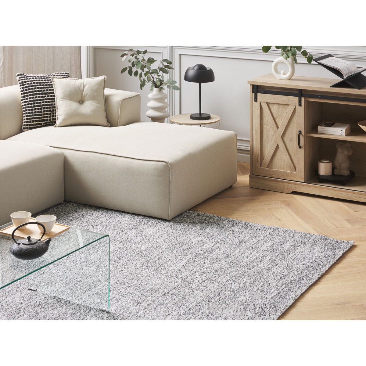 Dywan shaggy 200 x 200 cm szary melanż DEMRE