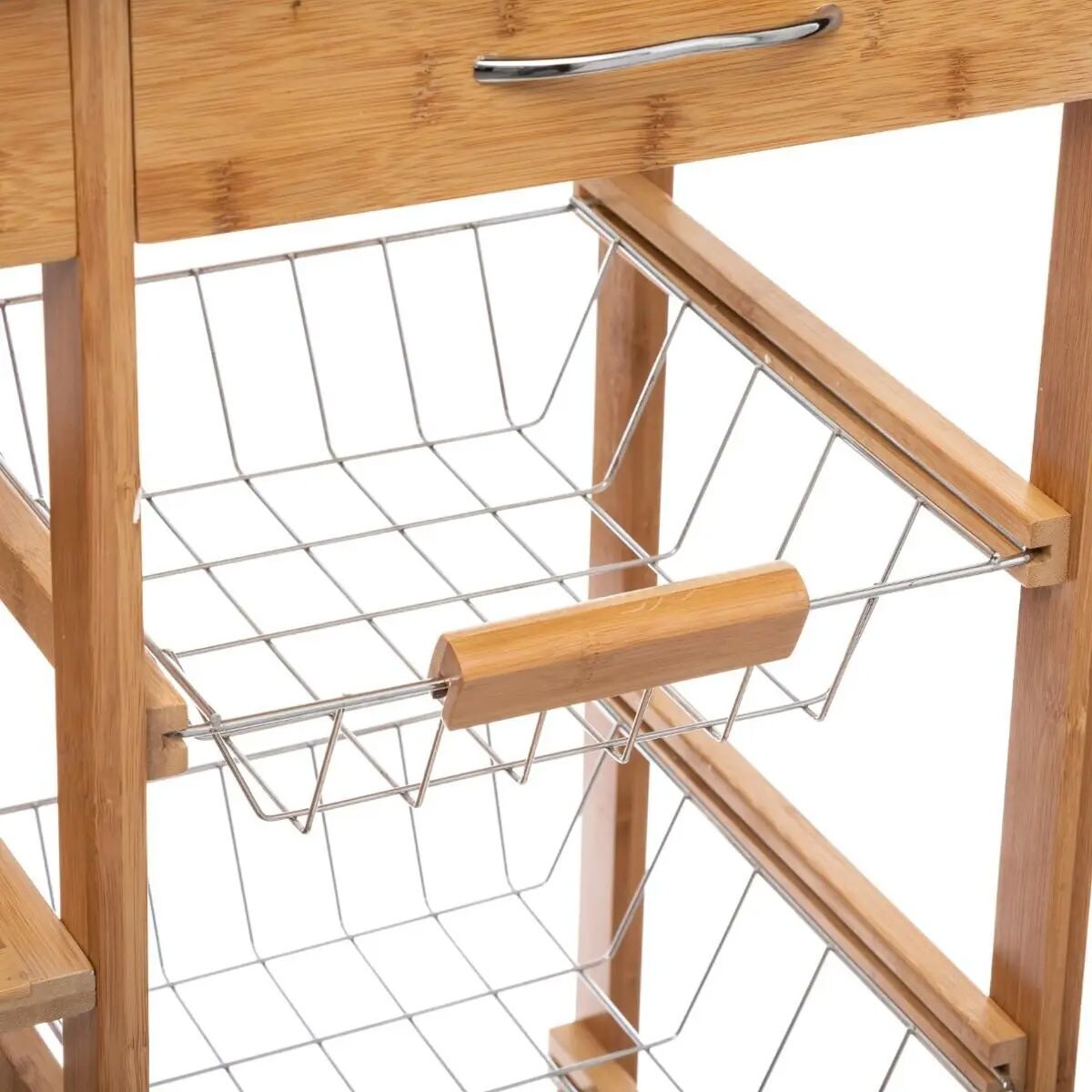 Wózek kuchenny na kółkach, bambusowy, 37 x 76 x 86 cm