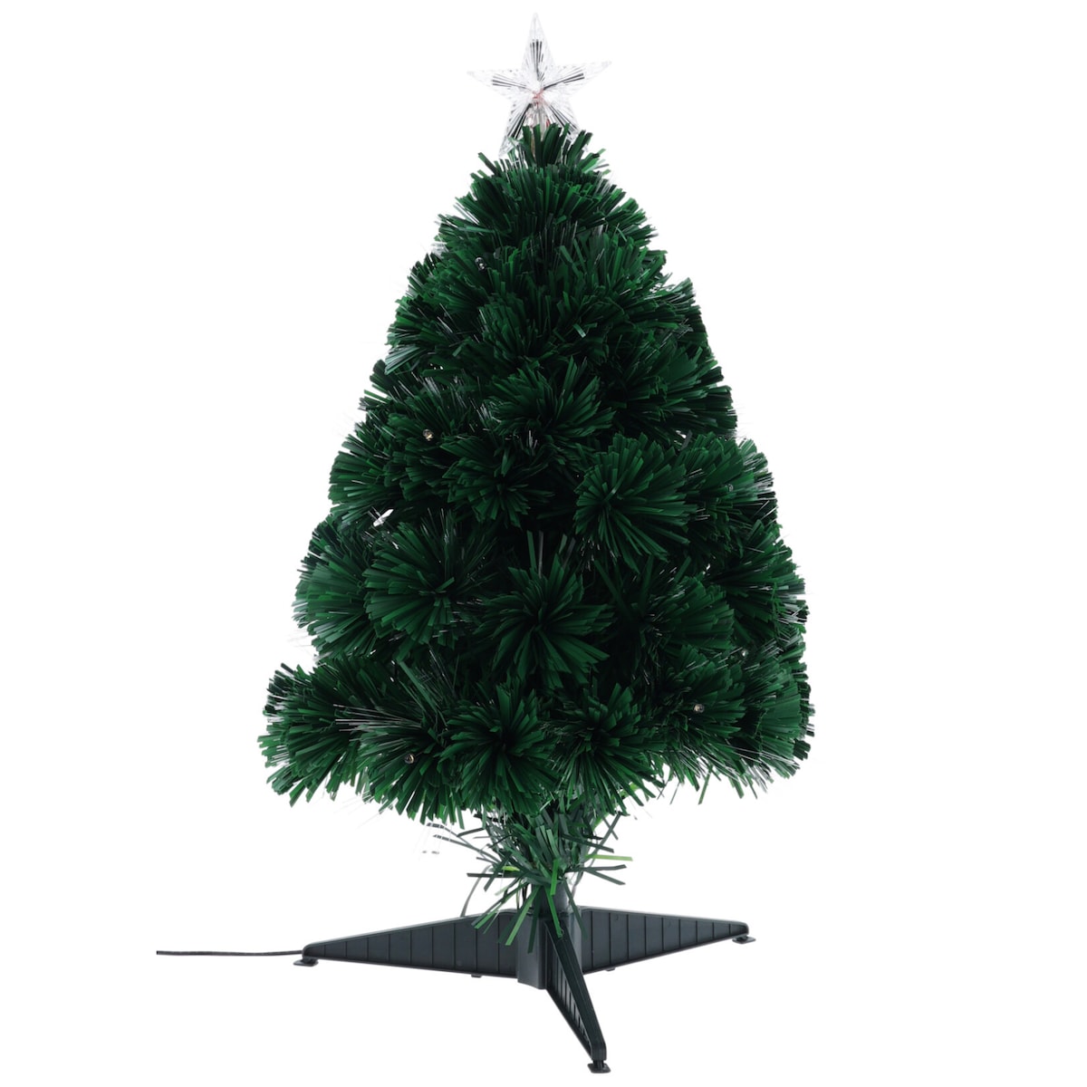 Choinka dekoracyjna z włókien światłowodowych, 60 cm, LED, na baterie, kolor zielony