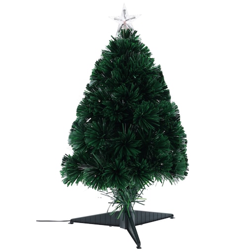 Choinka dekoracyjna z włókien światłowodowych, 60 cm, LED, na baterie, kolor zielony
