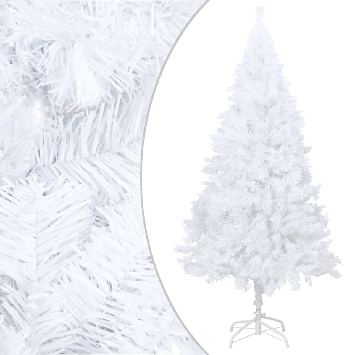 vidaXL Sztuczna choinka z lampkami i bombkami, biała, 150 cm, PVC