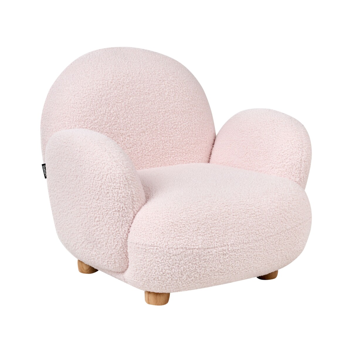 Fotel dziecięcy boucle pastelowy róż HEM