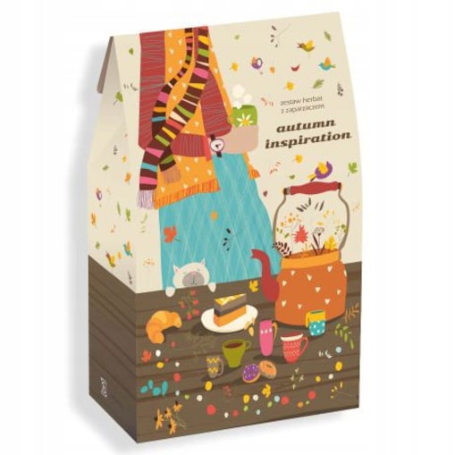 Zestaw mix 10 jesiennych herbat sypanych z zaparzaczem AUTUMN INSPIRATION - box prezentowy upominkowy dla kobiety faceta mamy taty babci dziadka niej niego
