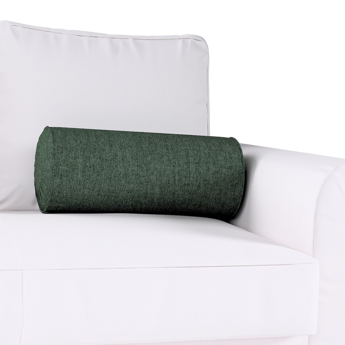 Poduszka wałek z zakładkami, leśna zieleń szenil, Ø20 x 50 cm, City