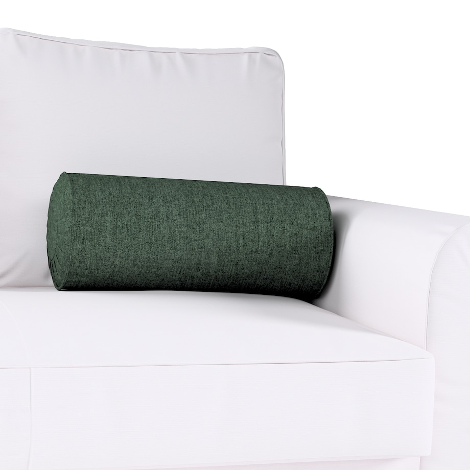 Poduszka wałek z zakładkami, leśna zieleń szenil, Ø20 x 50 cm, City