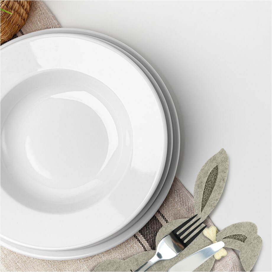 Kieszonka Etui Na Sztućce Wielkanocna Zajączek Filcowa Dekoracyjna Ozdobna Szary