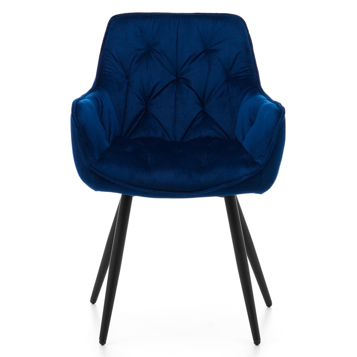 Krzesło tapicerowane pikowane do salonu jadalni welurowe SIENA granatowe