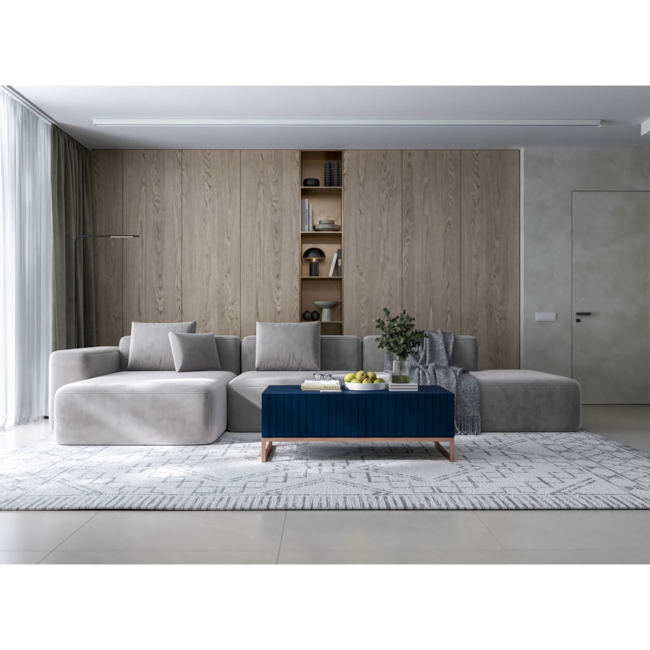 Nowoczesny Stolik kawowy Glamour prostokątny elegancka ława granatowy Mat 110 cm