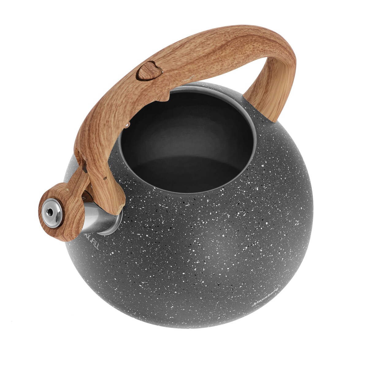 Czajnik stalowy z gwizdkiem 2.8L Wood Line szary KLAUSBERG