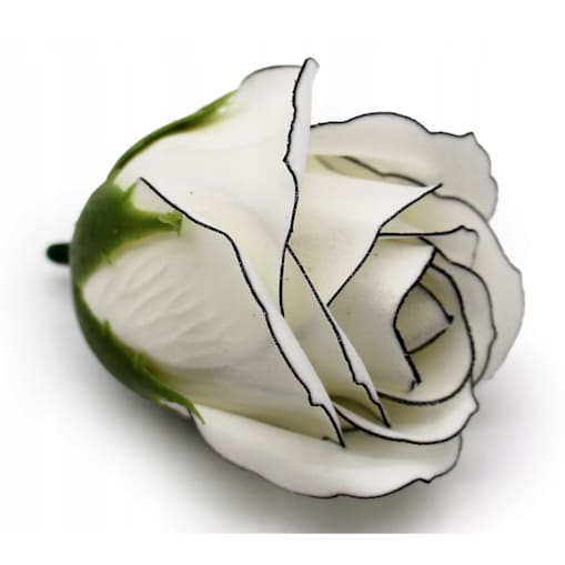 RÓŻA kość słoniowa biała Z CZARNĄ OBWÓDKĄ 1szt kwiaty mydlane na bukiet box