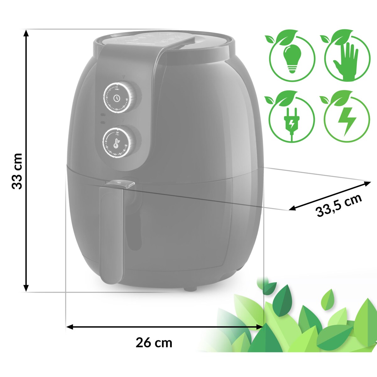 Frytkownica beztłuszczowa AIR FRYER mocna 3.6l Berdsen