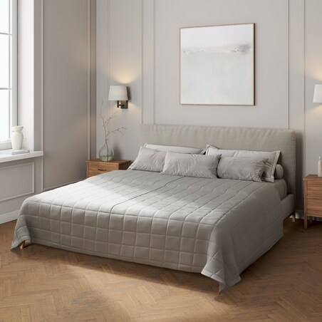 Narzuta pikowana w kratę 130x210 szary