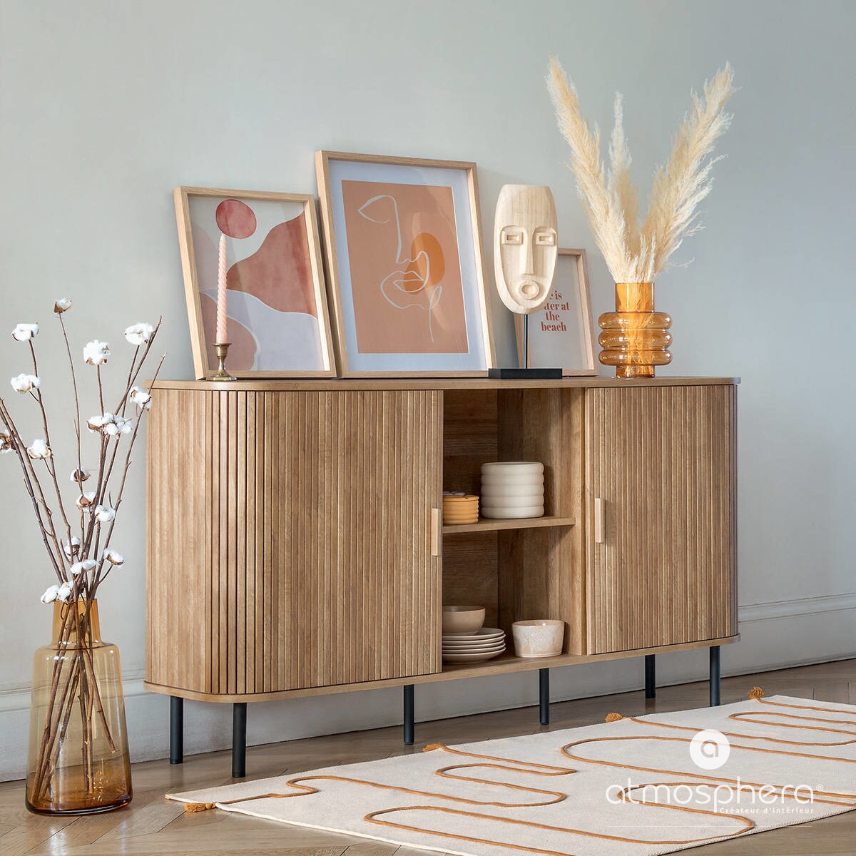 Maska drewniana SAFARI, motyw etniczny, naturalny brąz, wys. 46,5 cm