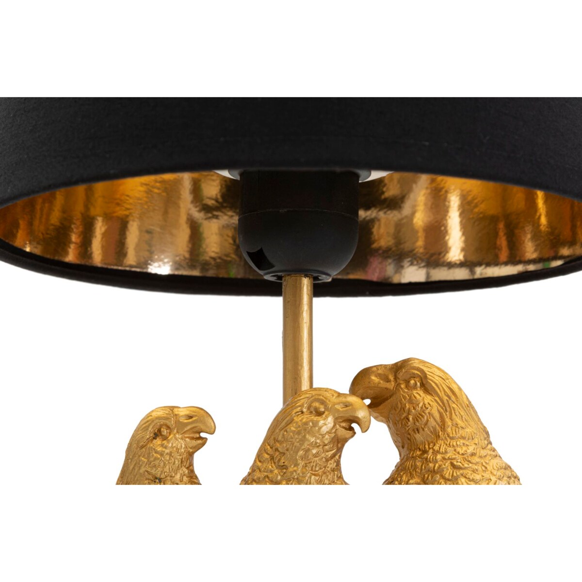 Lampa stołowa Parrots, kolor czarny i złoty, żelazo, PVC i poliester, 20 x 20 x 39 cm, 1 x E27, do salonu i sypialni, Mauro Ferretti